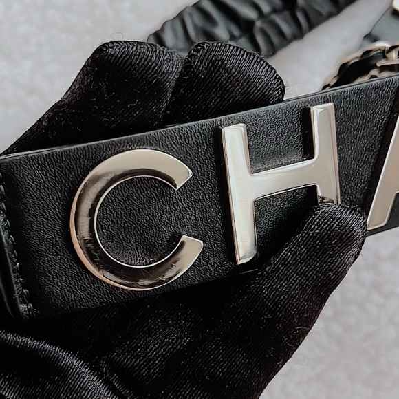 Auth Chanel Ss19 CC Logo Elastic Ruched Waist-belt Size.85 -Extremely Rare - Picture 3 of 15